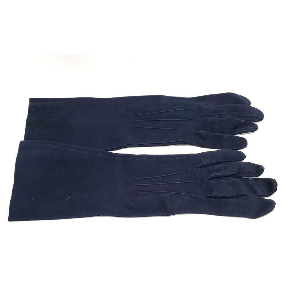 Gloves - Ladies Mid Century Raalte? Kislav? Black Gloves Sz 7 (11.5" Long)